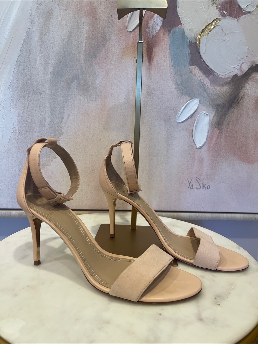 Tory Burch Nude Ellie Stiletto Heels in Light Pink - Size 9.5m